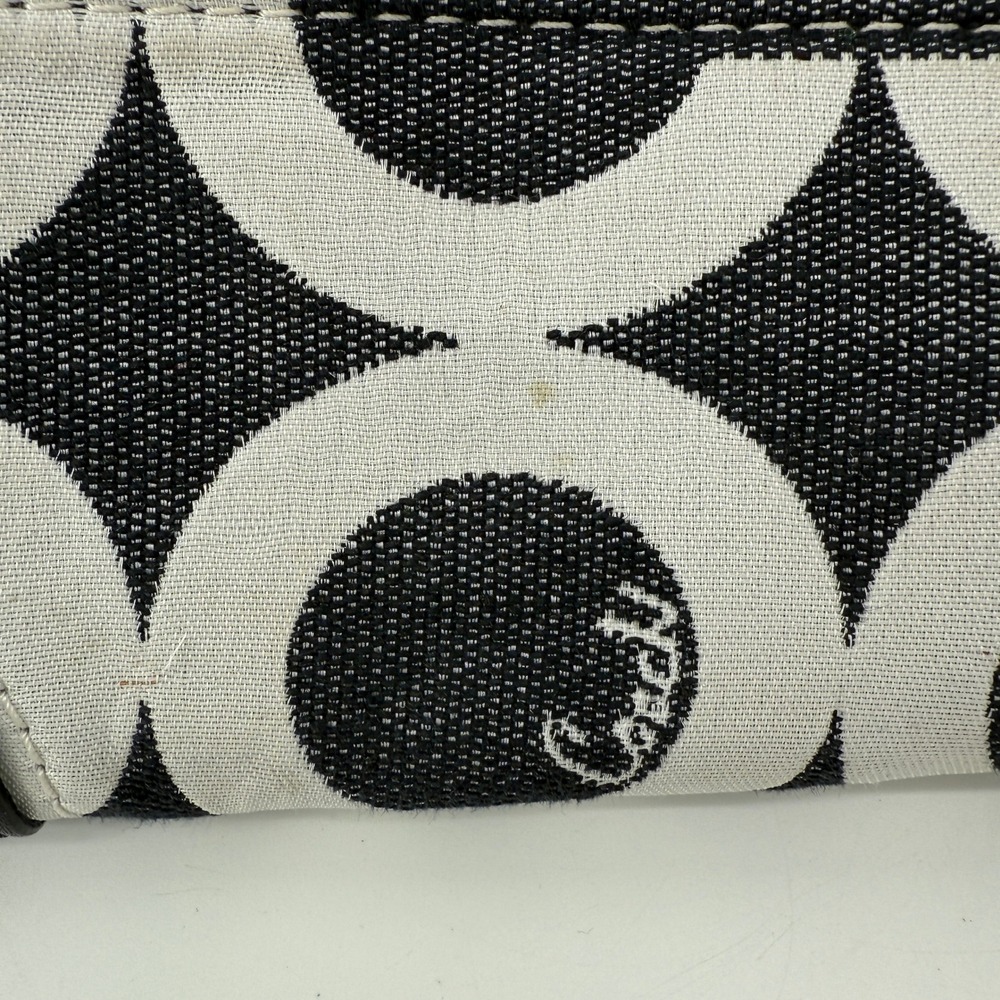 Coach 14573 Y2K Optic O Black White Canvas Tote Bag Leather Shoulder Purse - Picture 12 of 16